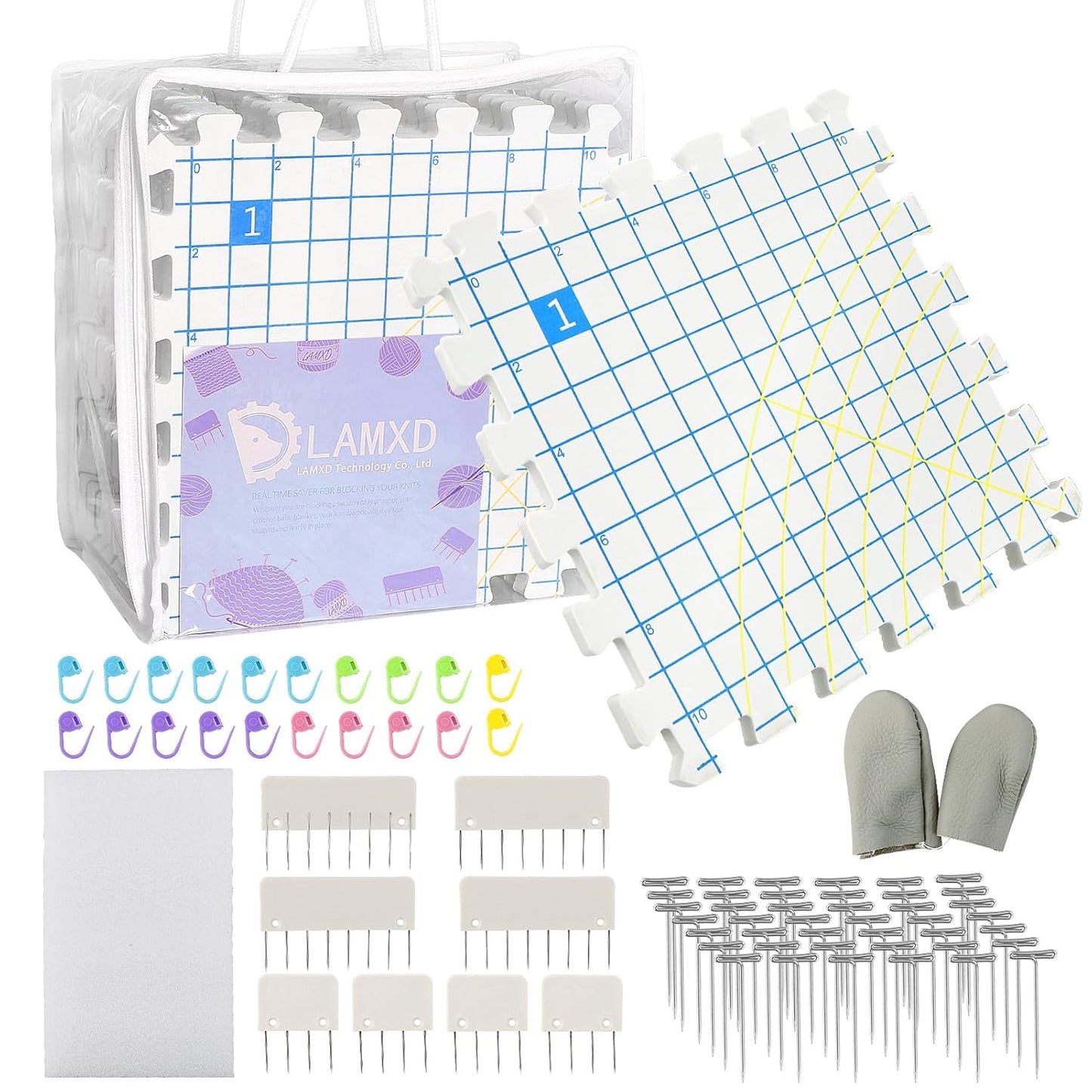 LAMXD Blocking Mats for Knitting - Extra Thick Gridded Boards