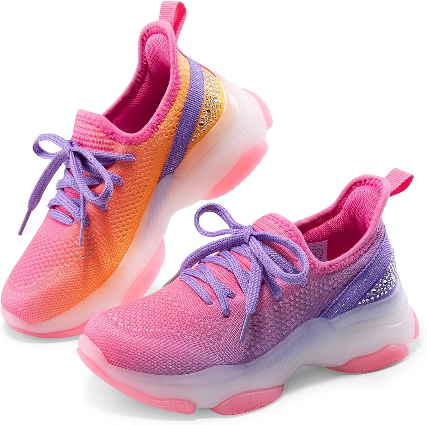 DREAM PAIRS Girls Slip-On Sneakers with Sparkle Pop Design