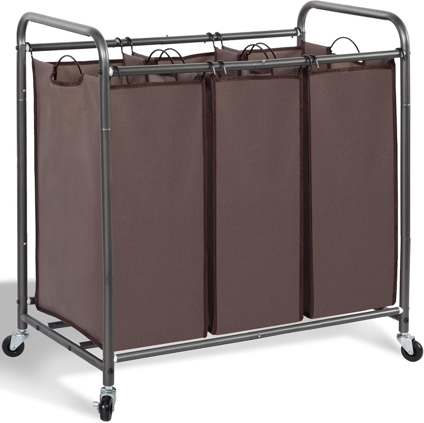 3 Section Laundry Sorter with Heavy Duty Rolling Wheels and Bags