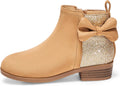 Coutgo Girls Bow Glitter Ankle Boots - Sparkly Low Heel Booties