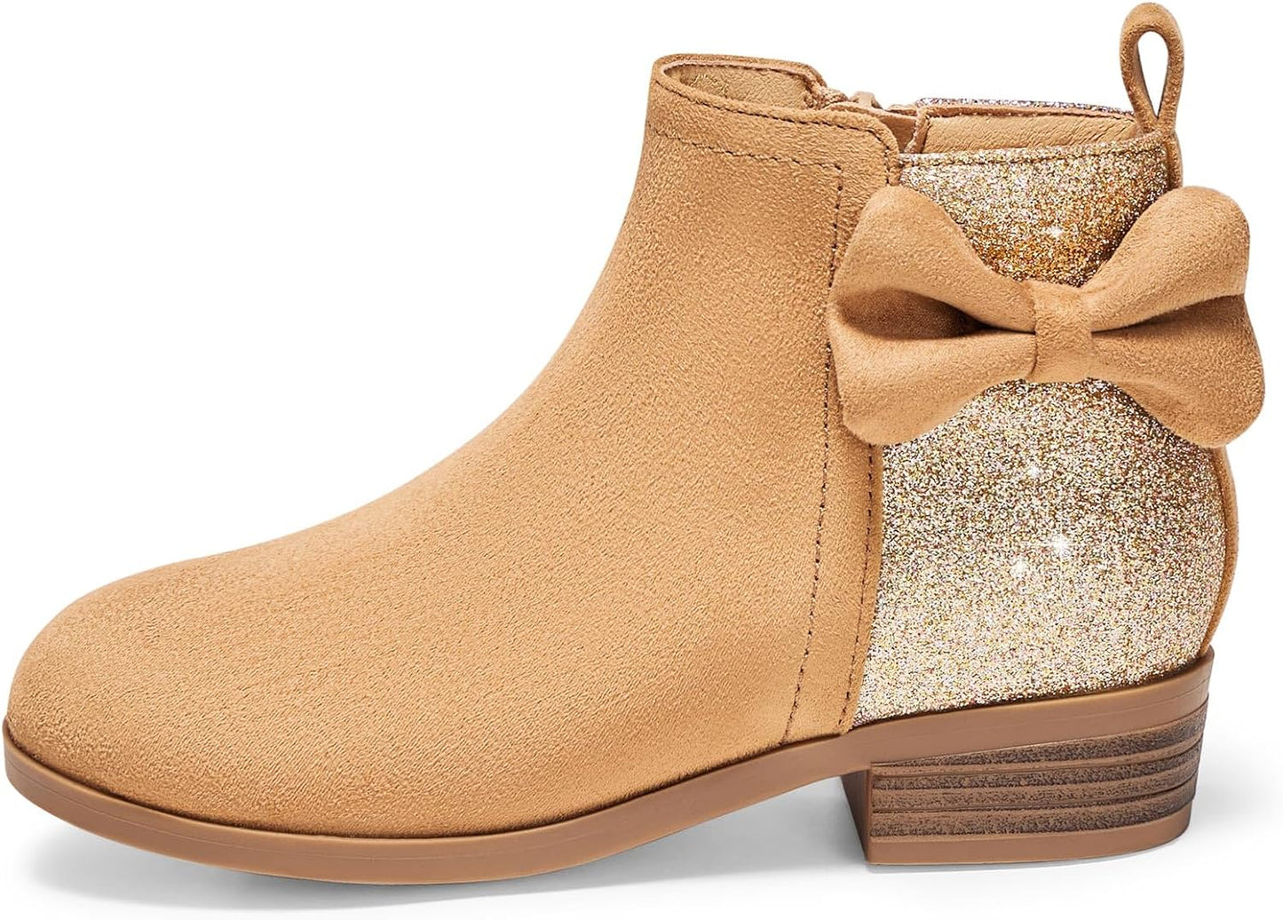 Coutgo Girls Bow Glitter Ankle Boots for Stylish Kids