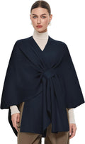 Women's Elegant Shawl Wrap Poncho - Soft Double Knit Open Front