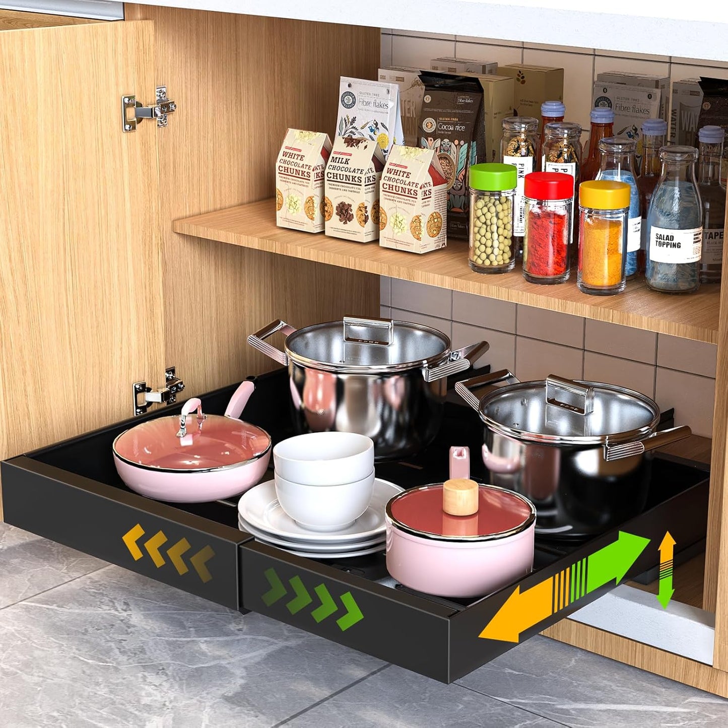 Expandable Pull Out Cabinet Organizer for Kitchen and Pantry