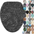 Wooden Elongated Toilet Seat with Soft Close - Decorative Floral