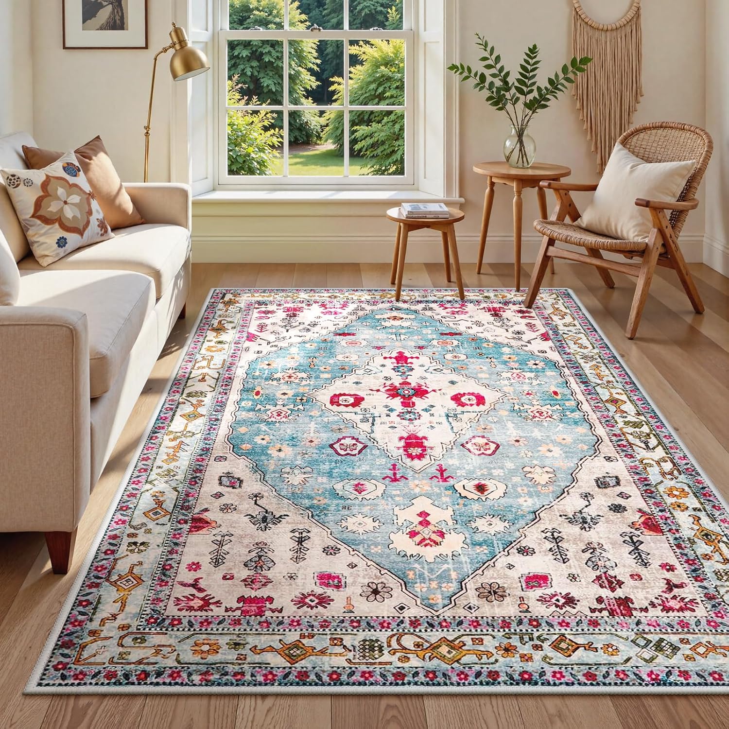 Lahome Boho Tribal Area Rug - Soft Non Slip 5x7 Indoor Carpet