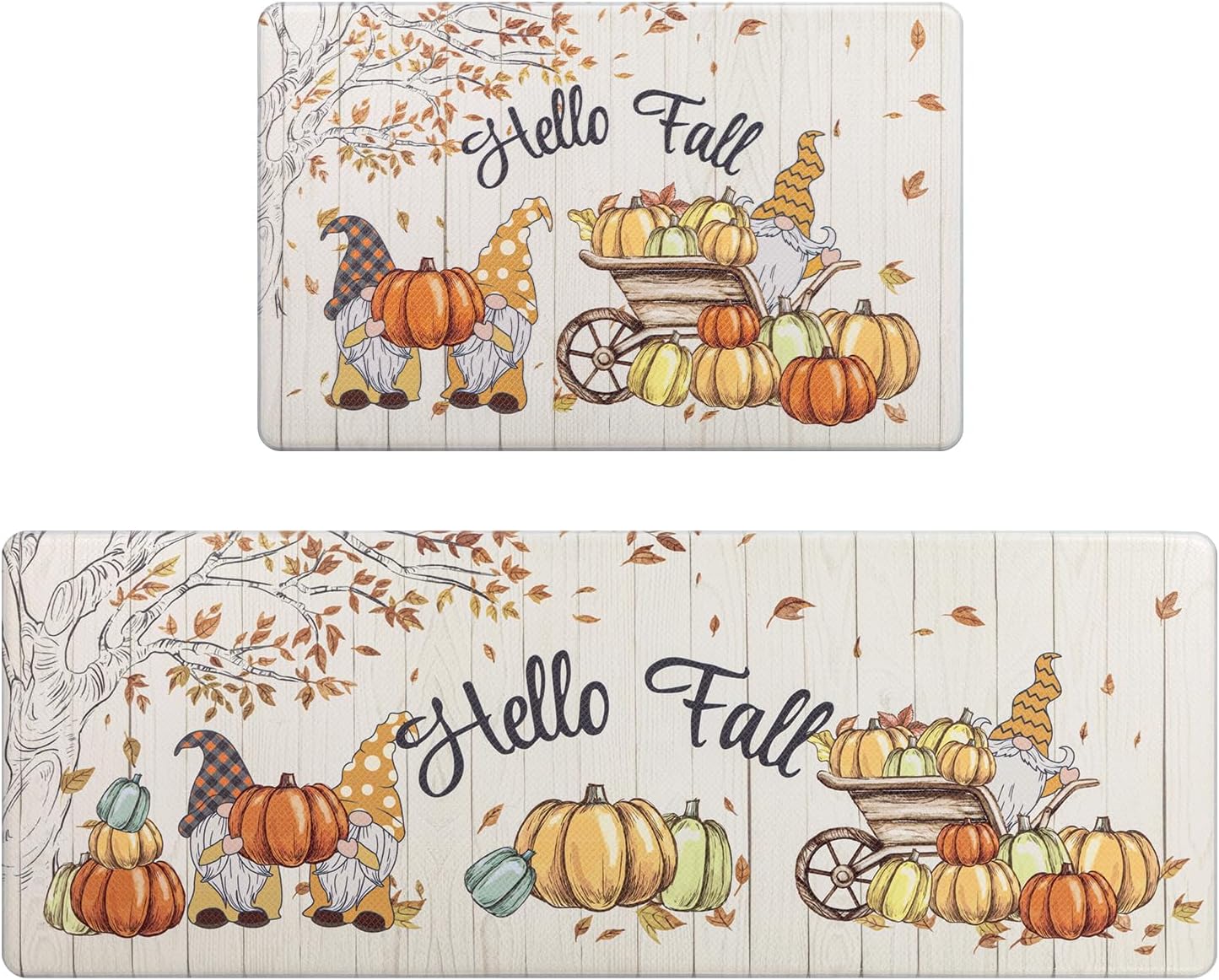 U'Artlines Anti Fatigue Kitchen Mat Set for Fall Decor