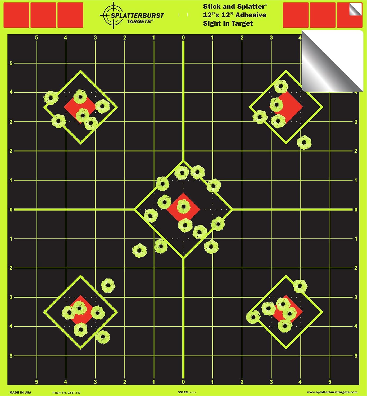Splatterburst Targets - 12 x 12 inch Self Adhesive Shooting Targets