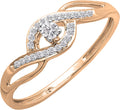 Round White Diamond Criss Cross Promise Ring 0.15 cttw - 10K Solid