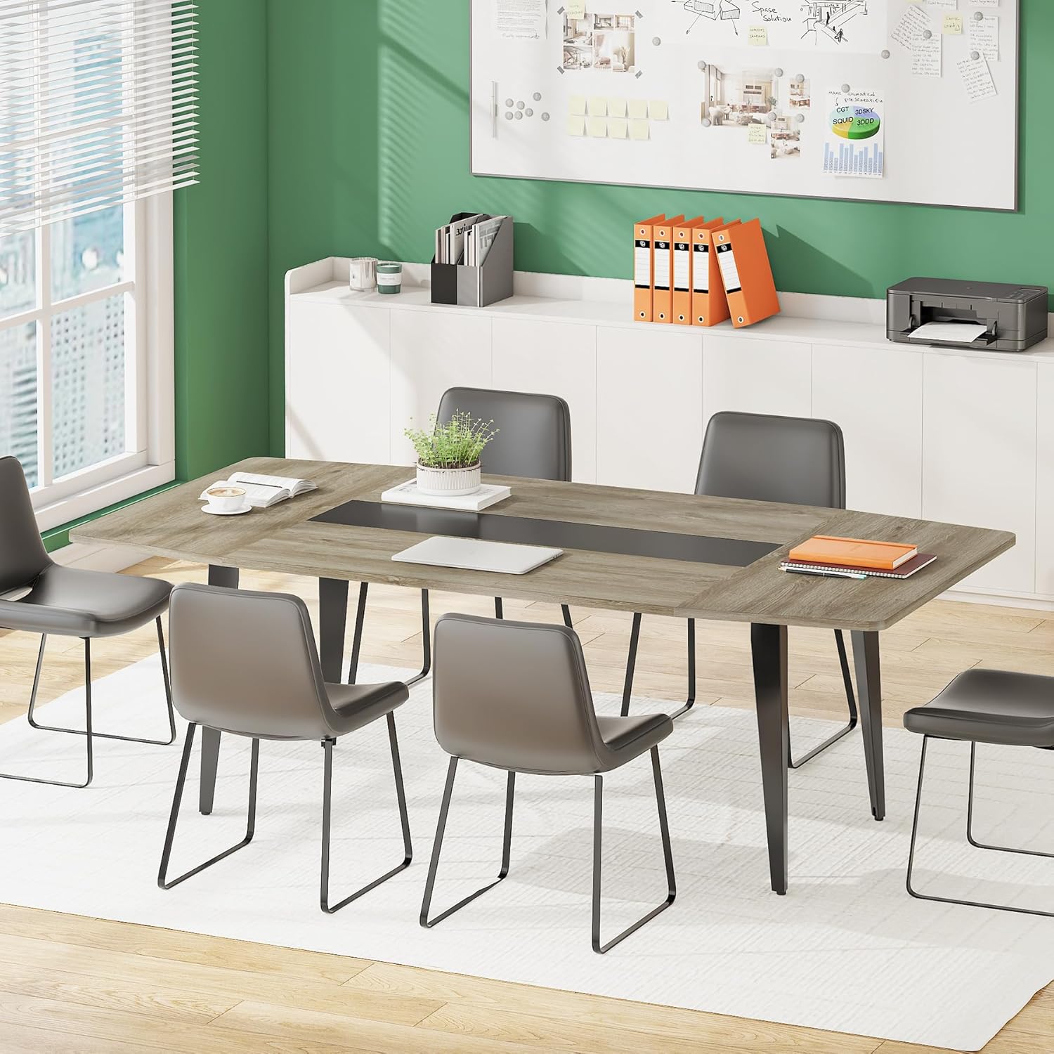 Tribesigns 6FT Industrial Grey Conference Table - Elevate Your Office Meetings