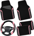 Microfiber Steering Wheel Cover and Waterproof Car Floor Mats Combo