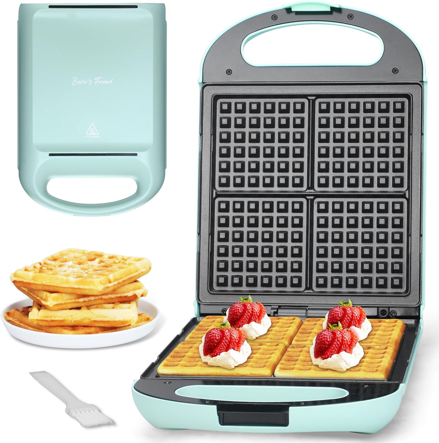 Bakers Friend Belgian Waffle Maker for Perfect Family Breakfasts