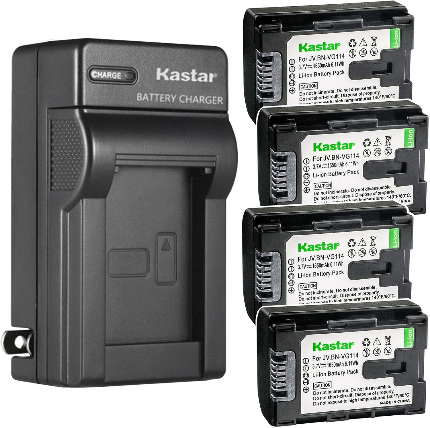Kastar 4-Pack Battery and AC Wall Charger for JVC Cameras