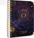 Spiral Graph Journal Notebook for Women - Aesthetic Starry Sky A5 Grid