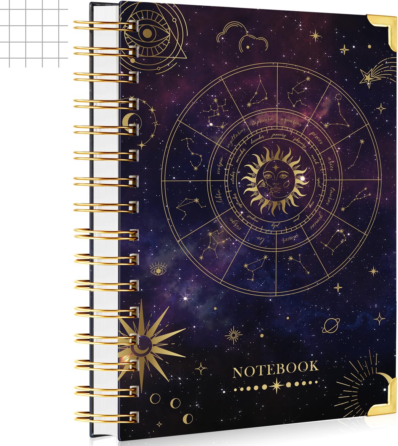 Cute Starry Sky Grid Journal, 240 Pages, Gifts for Her