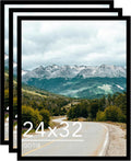 Wood 24x32 Picture Frame Black 3 Pack - Simple Wall Display
