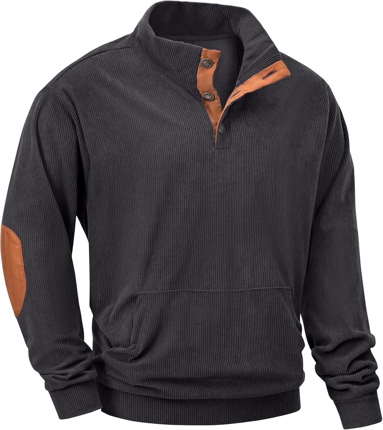 JMIERR Mens Warm Corduroy Sweatshirt with Stand Collar Design