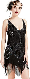 1920s Flapper Dress V Neck Slip Dress - Gatsby Party Elegance