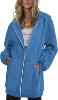 Zip Up Hoodies Long Sleeve Fall Hooded Lightweight Tunic Sweatshirt