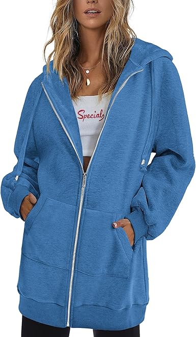Zeagoo Women Zip Up Hoodies Lightweight Fall Tunic Sweatshirt