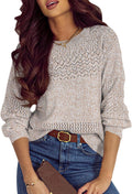 Women's Crochet Lightweight V Neck Crewneck Sweater - Soft Polyester