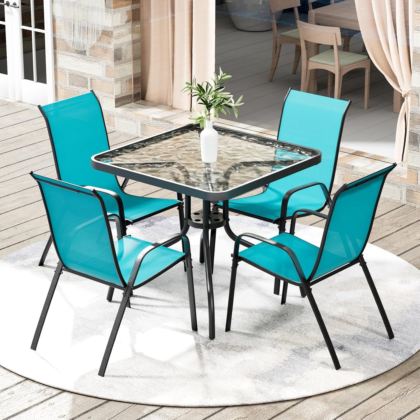 Arlopu 5 Piece Outdoor Patio Dining Set for Cozy Gatherings