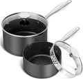 MICHELANGELO Hard Anodized Saucepan Set with Lids - Durable Nonstick