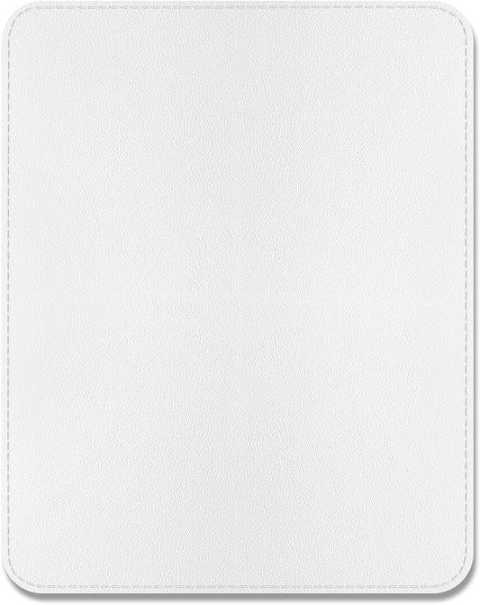 Waterproof Leather Mouse Pad for Office & Gaming, Non-Slip Base, White, 9.8 x 7.9