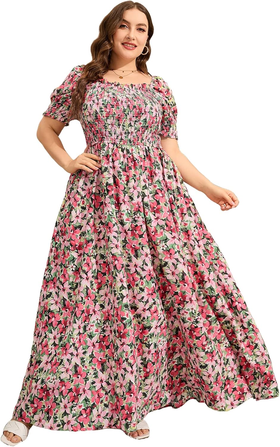 Plus Size Boho Floral Maxi Dress for Curvy Women - Stylish Look