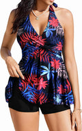 Tankini Swimsuit Two Piece Halter V Neck with Shorts - Modest Tummy if