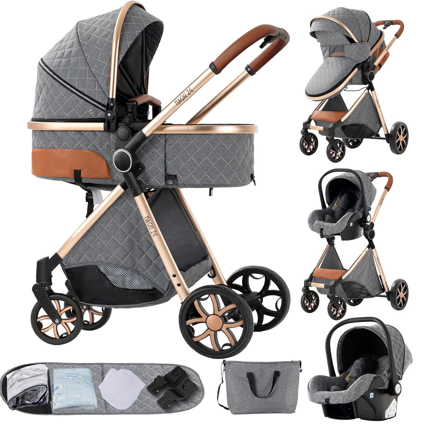 3-in-1 Reversible Luxury Baby Stroller - Suttonbebe
