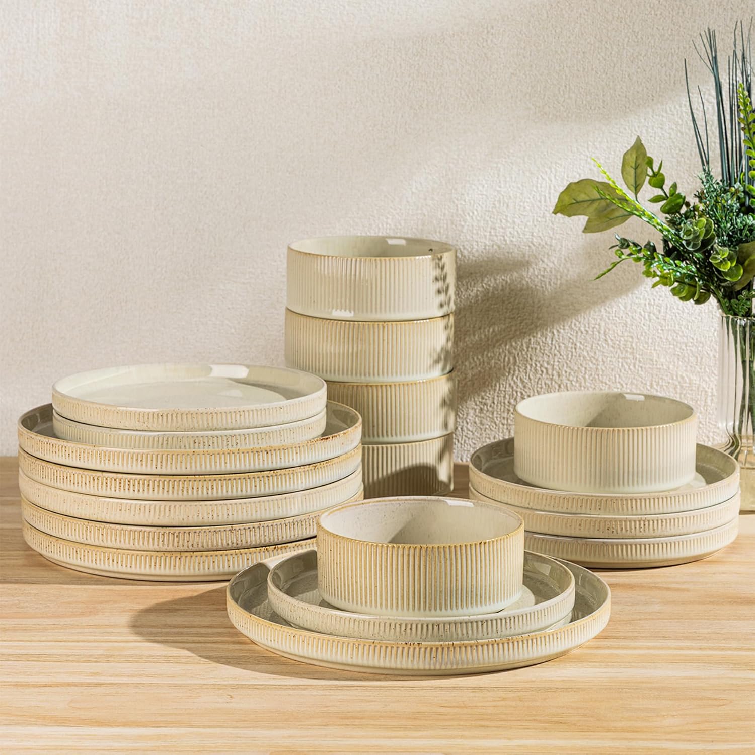 TheTerra Ceramic Dinnerware Set for 6, 18 Pieces Porcelain