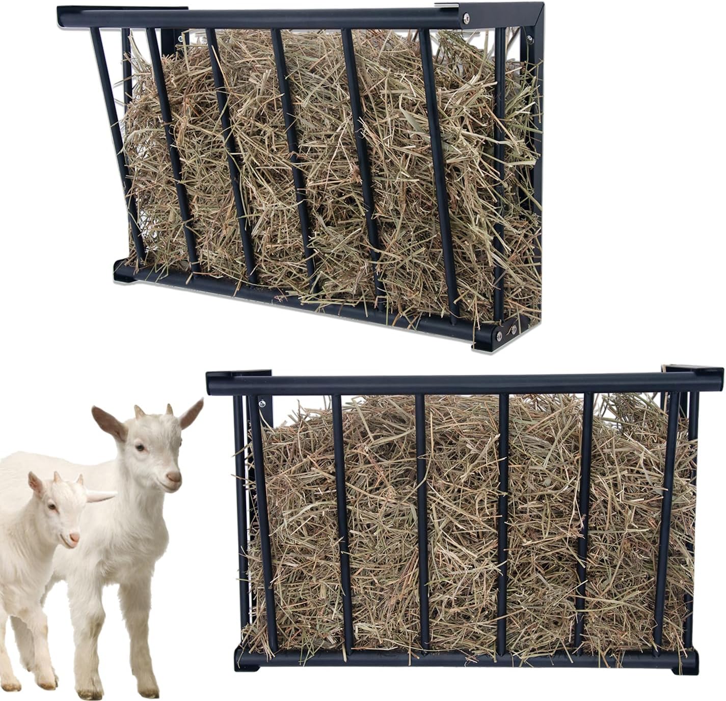 2Pcs Wall Mount Hay Rack for Livestock Feeding - 16 Gallon Capacity