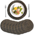 Round Woven Placemats 8 Pack 13.8 in - Natural Water Hyacinth Table