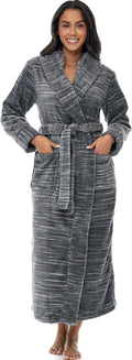 Long Plush Hooded Robe for Women - Heather Light Gray, Plus Size
