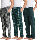 Men's Pajama Pants 3 Pack - Cozy Fleece-Lined Plaid Lounge Bottoms at