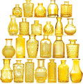 Light Yellow Glass Bud Vases Set, 24 Pcs Vintage Small Vases