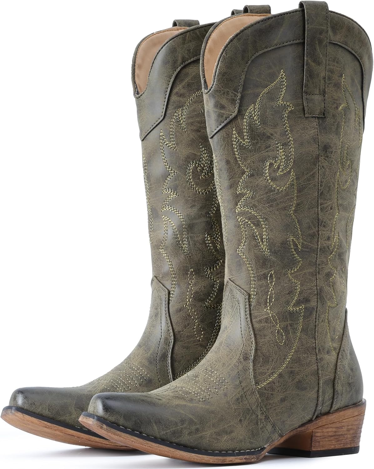 IUV Cowboy Boots for Women with Embroidery and Snip Toe Style