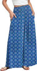 ANRABESS Women Palazzo Pants Smocked High Waist Wide Leg - Comfortable