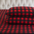 Elegant Comfort Twin XL Flannel Sheet Set - Burgundy Buffalo Check