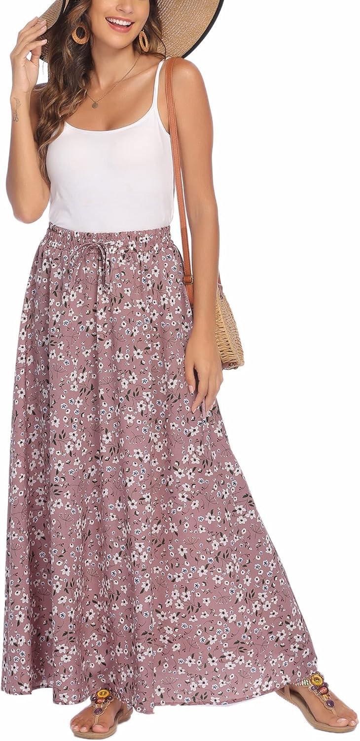Bluetime Women Flowy Long Skirts for Summer Beach Style