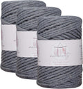 Macrame Cord 3mm Single Strand 3 Skeins Dark Gray - Soft Recycled