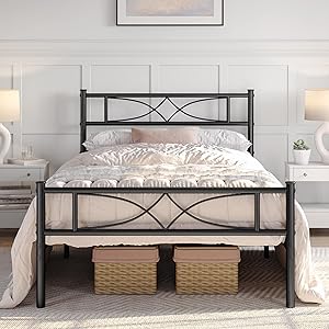Yaheetech Twin Size Bed Frame with Curved Design Headboard