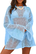 Women Crochet Sheer Kaftan Beach Dress Coverup - Lightweight Sheer