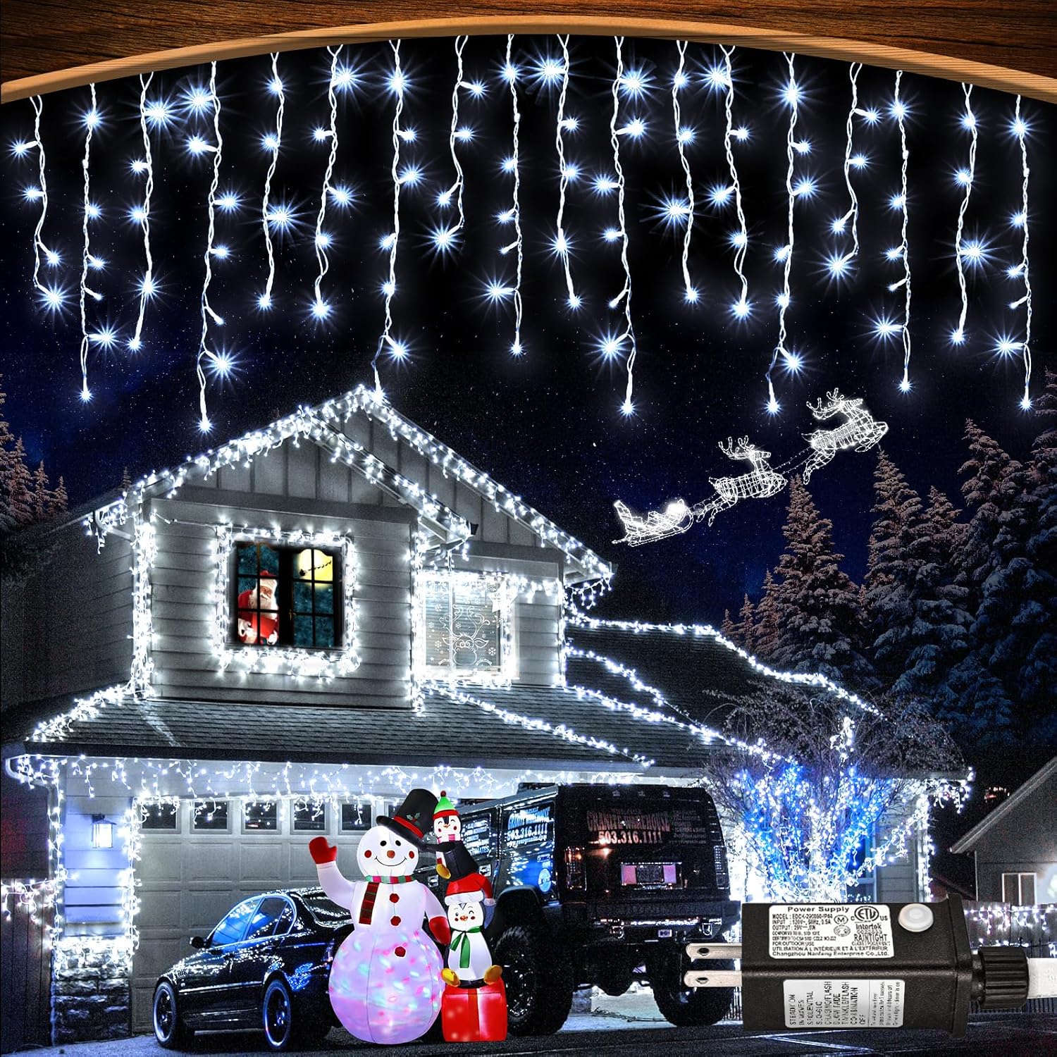 99ft 1216LED Icicle Lights for Outside Holiday Decoration