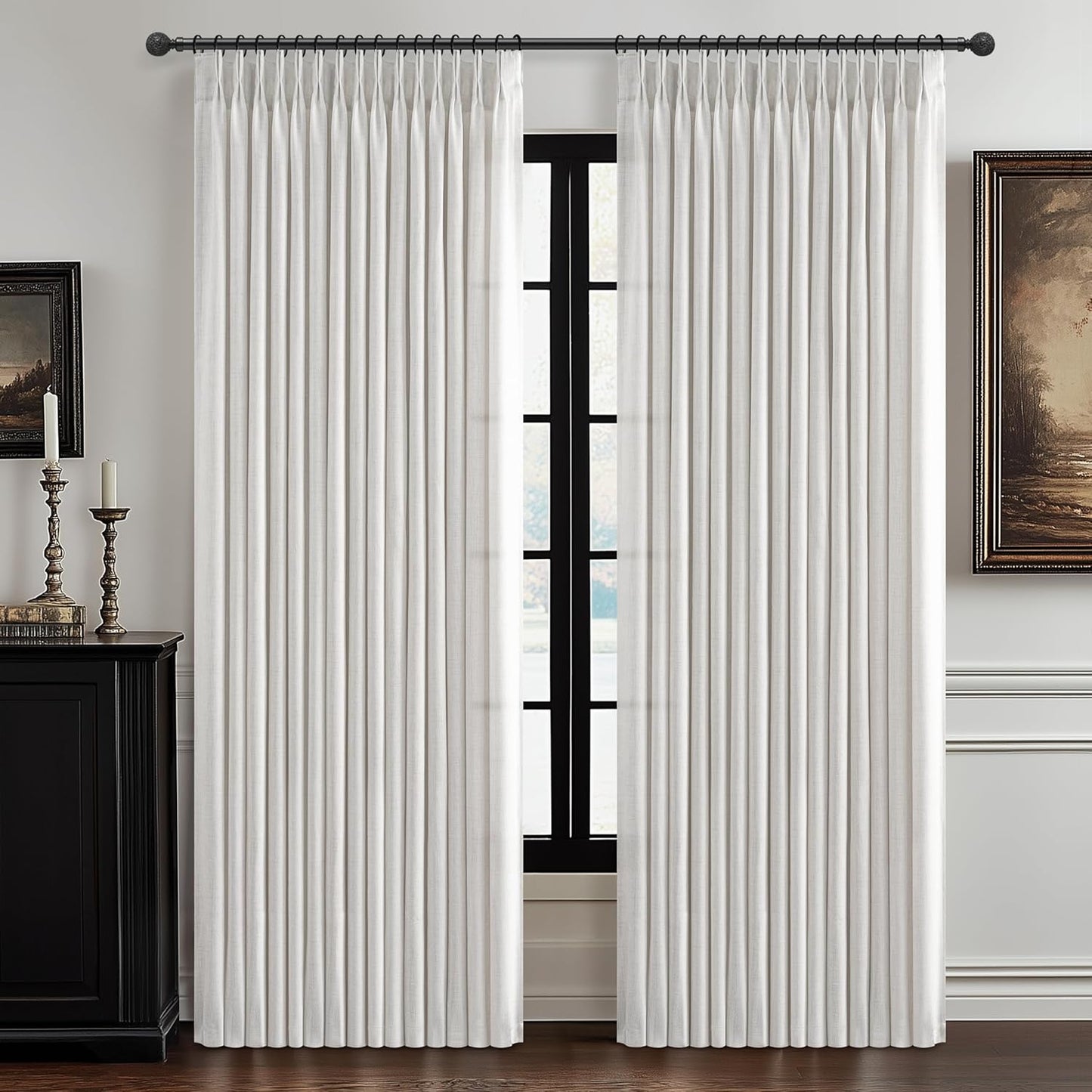 Beige White Linen Extra Wide Sheer Curtains for Elegant Decor
