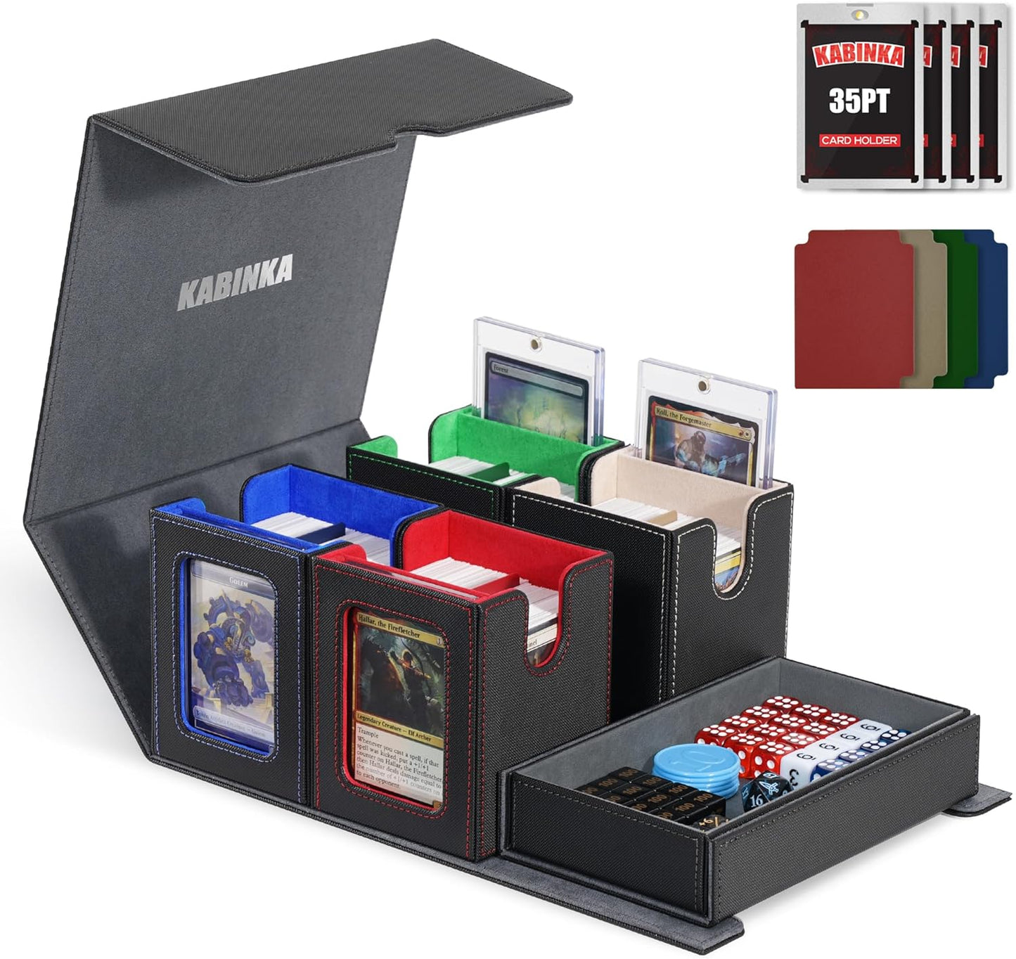 Card Deck Box for MTG with Commander Display and Storage