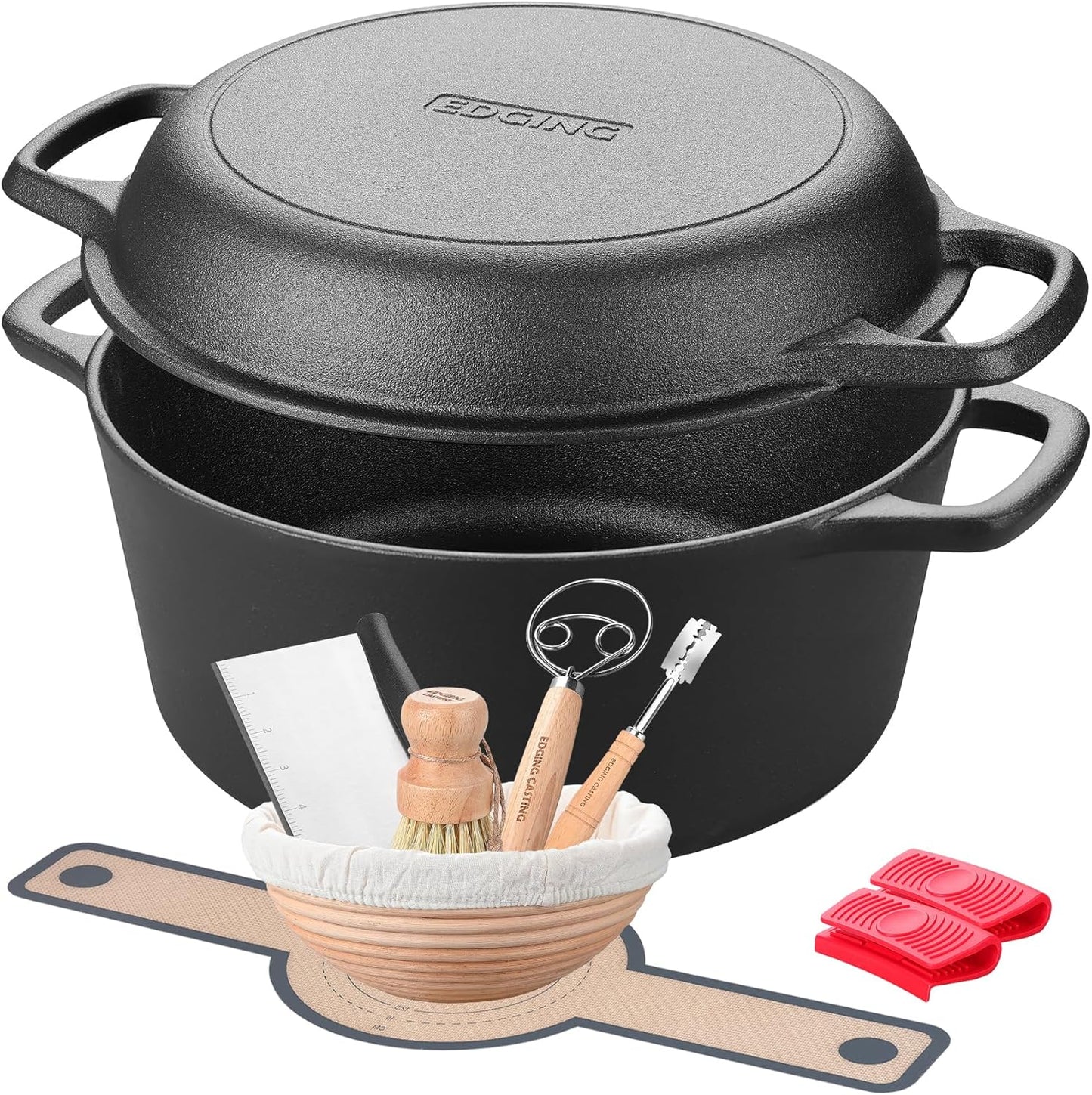 Pre-Seasoned Cast Iron Dutch Oven Pot for Versatile Cooking