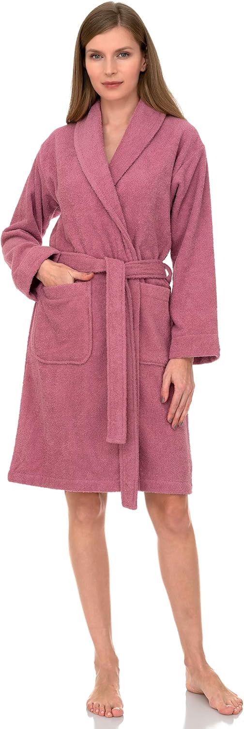 Luxurious Cotton Short Terry Shawl Bathrobe for Women