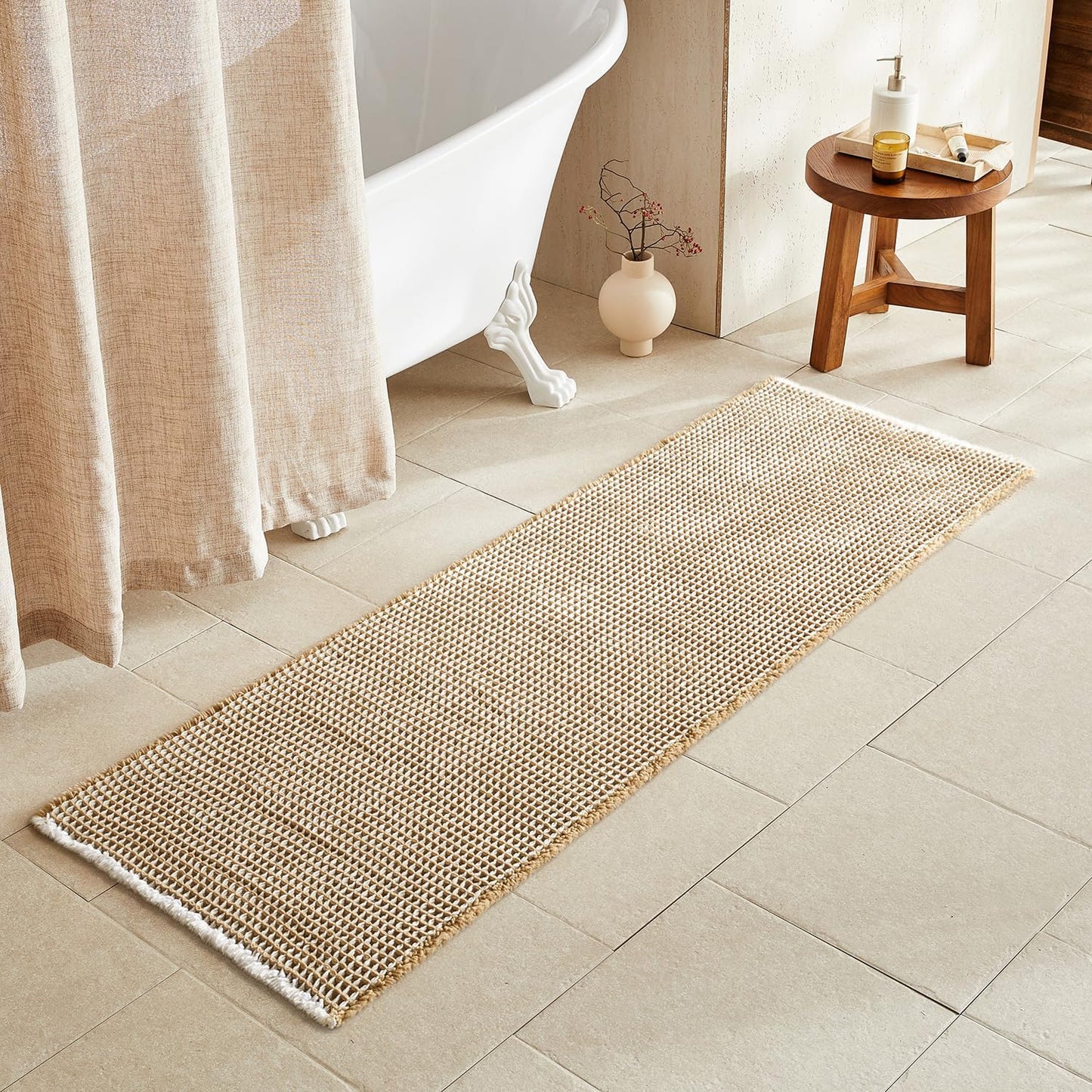 Waffle Runner Rug Bathroom Non Slip Washable Super Absorbent