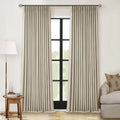 90 Inch 100% Blackout Linen Pinch Pleated Curtains 2 Panels - Taupe